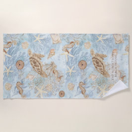 ウミガメウミザメパーソナライズされた ビーチタオル