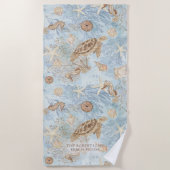 ウミガメウミザメパーソナライズされた ビーチタオル (正面)