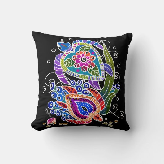 ウミガメカスタマイズの枕 – 背景色 クッション (正面)