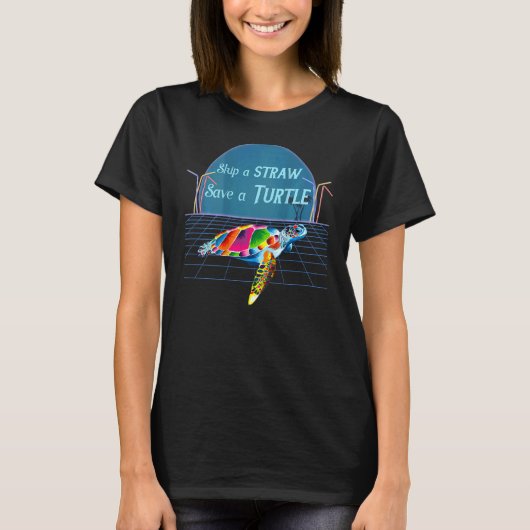 ウミガメカラフルが亀の上に乗り移す Tシャツ (正面)