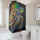ウミガメカラフルスケッチ シャワーカーテン (インサイチュ)