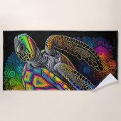 ウミガメカラフルスケッチ ビーチタオル (正面)