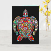 ウミガメグリーティングカード カード (黄色い花)