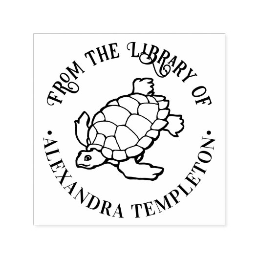 ウミガメスケッチビーチ海ラウンドライブラリーブック セルフインキングスタンプ (デザイン)