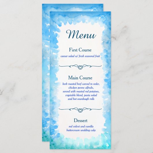 ウミガメテーマカスタムメニューカード |青と緑 メニュー (正面/裏面)