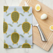 ウミガメパターンの群 キッチンタオル (四つ折り)
