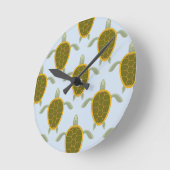 ウミガメパターンの群 ラウンド壁時計 (傾斜)