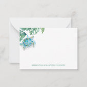 ウミガメパーソナライズされたの水色 ノートカード (正面)