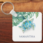 ウミガメパーソナライズされたトロピカル キーホルダー (正面)