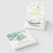 ウミガメパーソナライズされたトロピカル ストーンコースター (横)