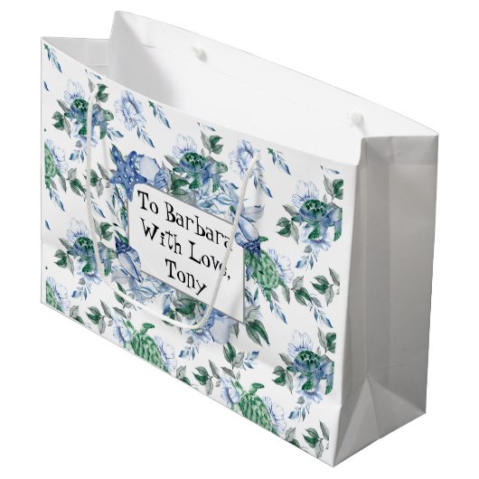 ウミガメパーソナライズされた類 ラージペーパーバッグ (正面アングル)