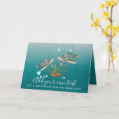 ウミガメパーソナライズされた カード (黄色い花)