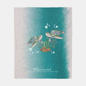 ウミガメパーソナライズされた フリースブランケット (正面)