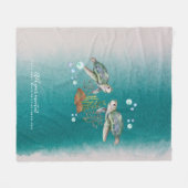 ウミガメパーソナライズされた フリースブランケット (正面(横))