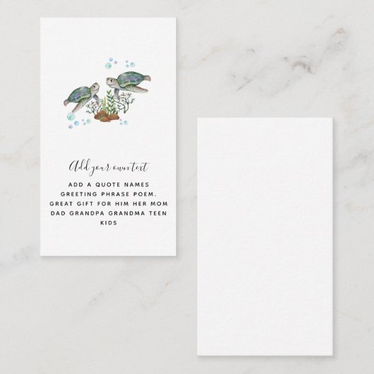 ウミガメパーソナライズされた 名刺 (正面/裏面)