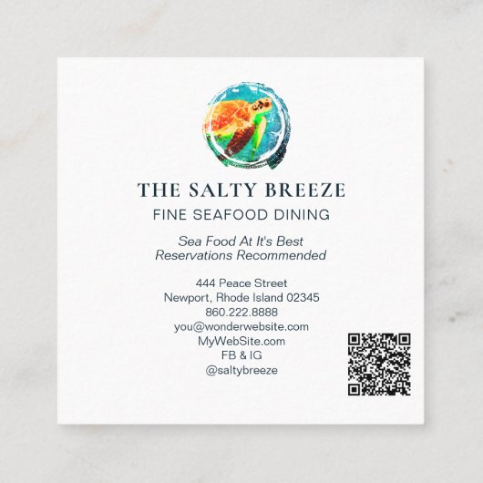 *~*ウミガメビーチサンドシーダイニングトロピカル スクエア名刺 (裏面)