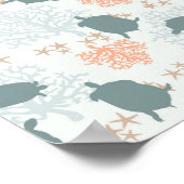 ウミガメビーチデコールウォーター絵画カラー ポスター (角)