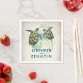 ウミガメビーチトロピカル結婚ズ スタンダードカクテルナプキン (インサイチュ)