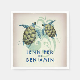 ウミガメビーチトロピカル結婚ズ スタンダードカクテルナプキン