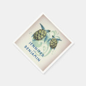 ウミガメビーチトロピカル結婚ズ スタンダードカクテルナプキン (角)