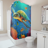 ウミガメビーチハウス海マリンライフアニマルズ シャワーカーテン (インサイチュ)