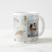 ウミガメビーチブルー最高のナナフォトマザーズ・デイ ジャンボコーヒーマグカップ (正面右)