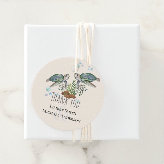 ウミガメビーチ結婚式メッセージカード フェイバータグ (インサイチュ)