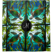 ウミガメフェイクステンドグラス シャワーカーテン (正面)