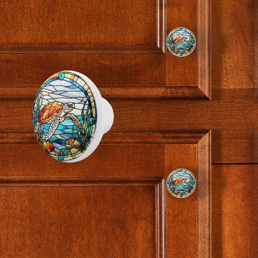 ウミガメフェイクステンドグラス セラミックノブ