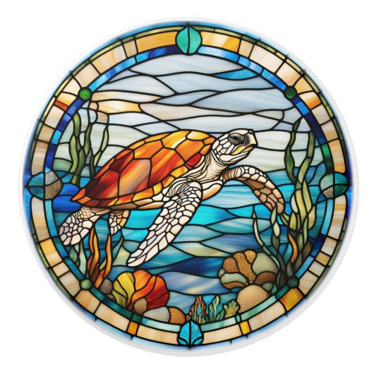 ウミガメフェイクステンドグラス セラミックノブ (正面)