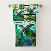 ウミガメフェイクステンドグラス バスタオルセット (インサイチュ)