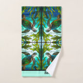 ウミガメフェイクステンドグラス バスタオルセット (ハンドタオル)