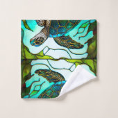 ウミガメフェイクステンドグラス バスタオルセット (ウォッシュタオル)