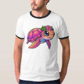 ウミガメプリント リンガーTシャツ Tシャツ (正面)