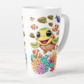 ウミガメベビーハッピー&カワイキャラクター カフェラテマグ (右アングル)