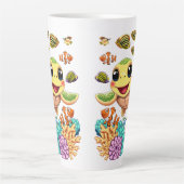 ウミガメベビーハッピー&カワイキャラクター カフェラテマグ (正面)