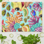 ウミガメベビーハッピー&カワイキャラクター キッチンタオル (折り畳み)