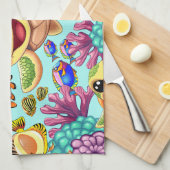 ウミガメベビーハッピー&カワイキャラクター キッチンタオル (四つ折り)