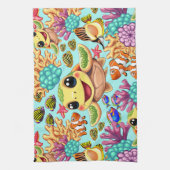 ウミガメベビーハッピー&カワイキャラクター キッチンタオル (縦)