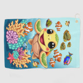 ウミガメベビーハッピー&カワイキャラクター ゴルフタオル (横)