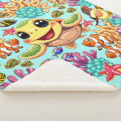 ウミガメベビーハッピー&カワイキャラクター シェルパブランケット (3/4)