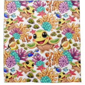 ウミガメベビーハッピー&カワイキャラクター シャワーカーテン (正面)