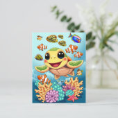 ウミガメベビーハッピー&カワイキャラクター シーズンポストカード (スタンド正面)
