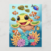 ウミガメベビーハッピー&カワイキャラクター シーズンポストカード (正面)
