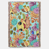 ウミガメベビーハッピー&カワイキャラクター スローブランケット (正面縦)