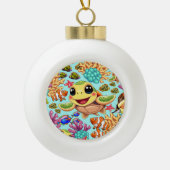 ウミガメベビーハッピー&カワイキャラクター セラミックボールオーナメント (正面)