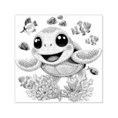 ウミガメベビーハッピー&カワイキャラクター セルフインキングスタンプ (デザイン)