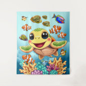 ウミガメベビーハッピー&カワイキャラクター タペストリー (正面)