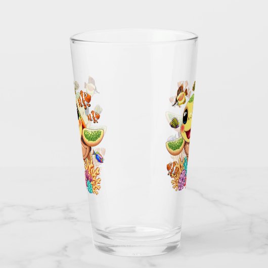 ウミガメベビーハッピー&カワイキャラクター タンブラーグラス (左)