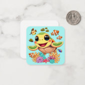 ウミガメベビーハッピー&カワイキャラクター ノートカード (正面/裏面インサイチュ)